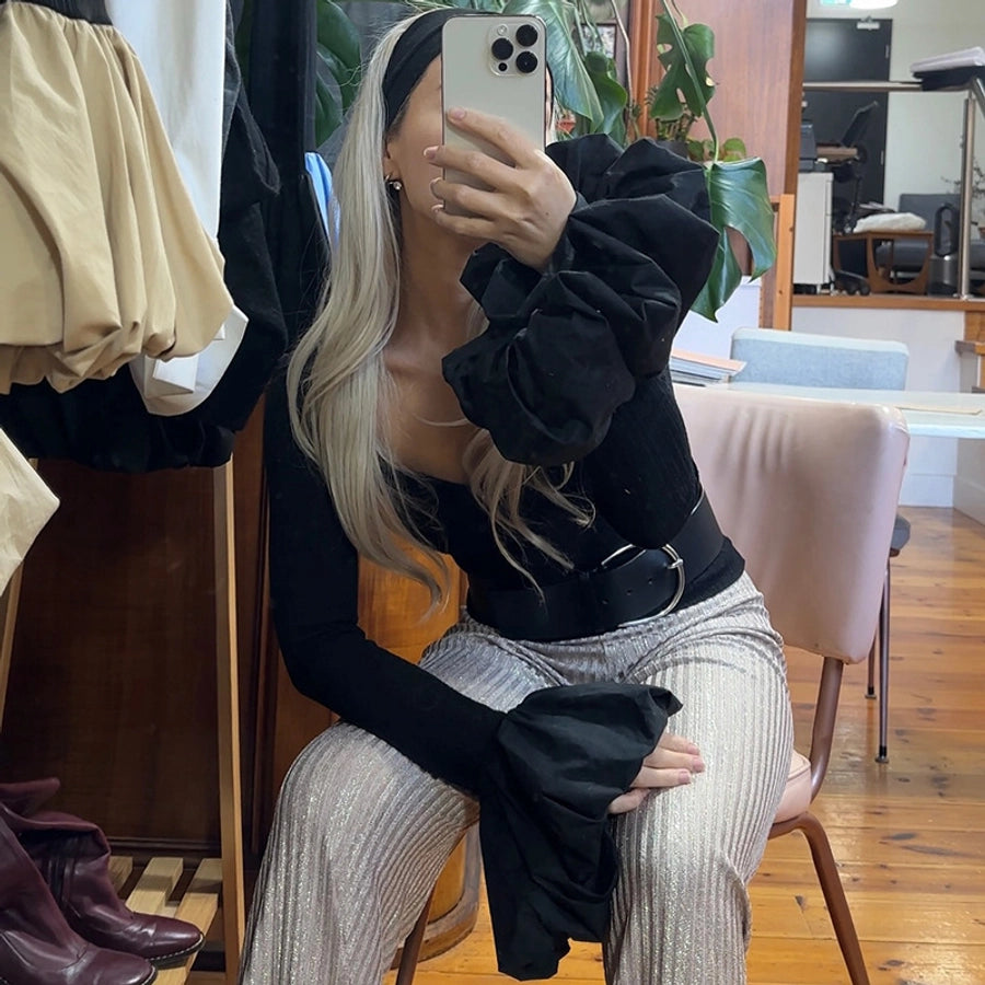 Women's T-shirt Long Sleeve T-Shirts Streetwear Solid Color