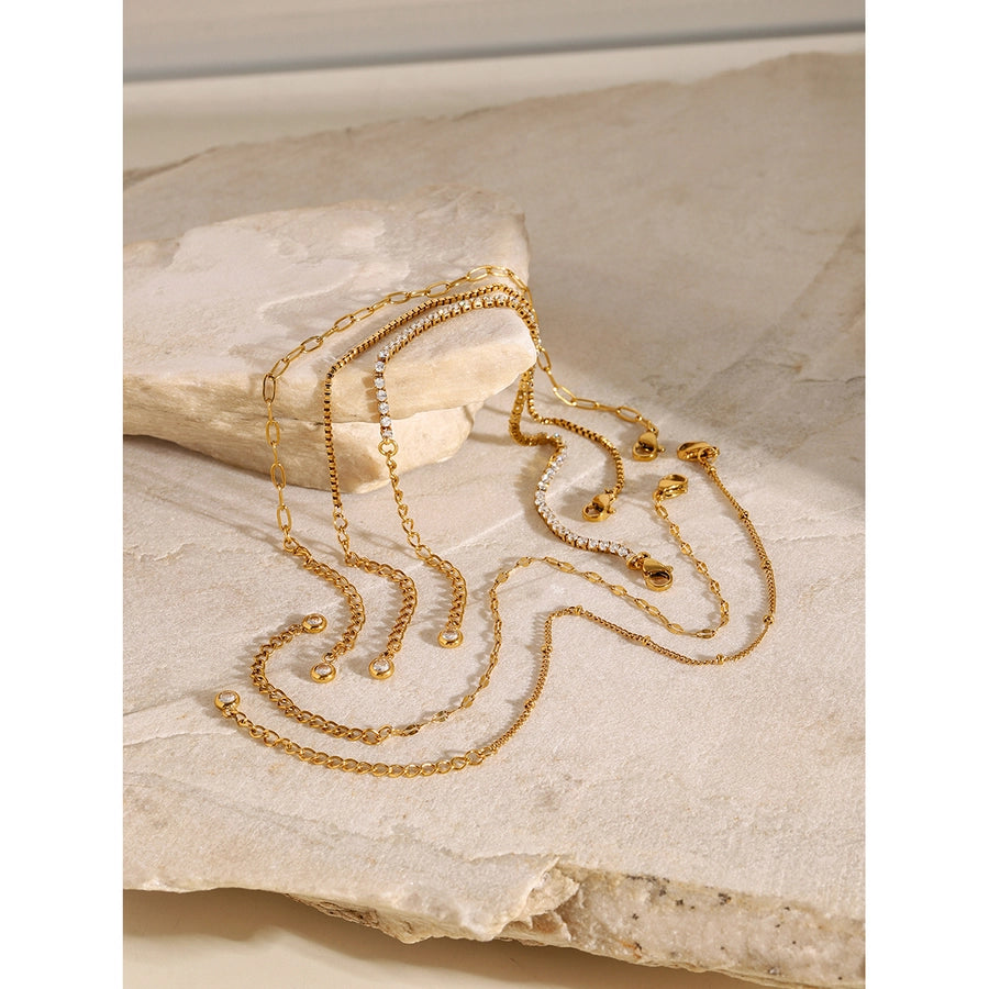 Simple Style Classic Style Geometric 304 Stainless Steel Paperclip Chain box chain Tennis Chain Bracelets In Bulk Stainless Steel Bracelets