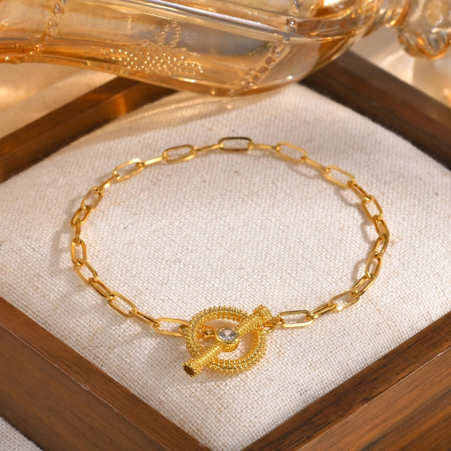 Jewelry IG Style Flower 201 Stainless Steel Copper Zircon 18K Gold Plated Bracelets