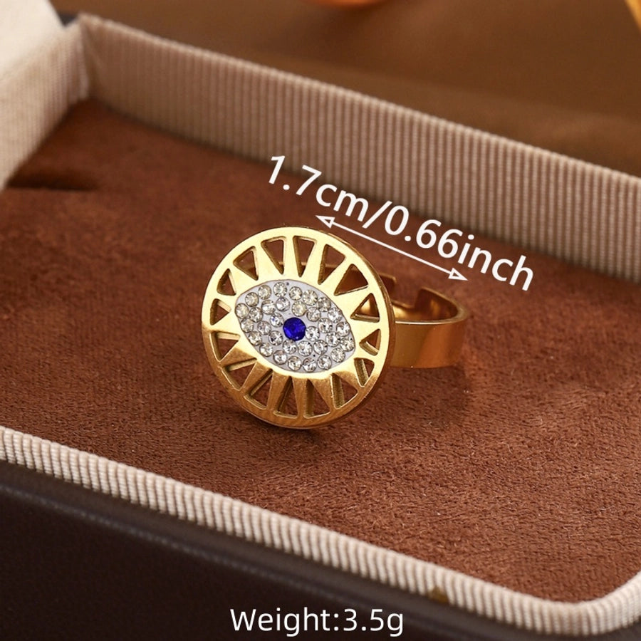 Jewelry Classical Exaggerated Simple Style Devil's Eye Oval Watermelon 316L Stainless Steel  Resin Adjustable Ring