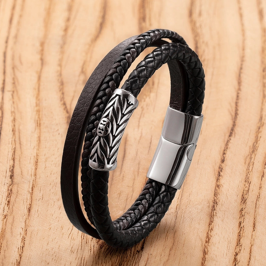 Vintage Style Punk Anchor 304 Stainless Steel Leather rope  Wrap Bracelets