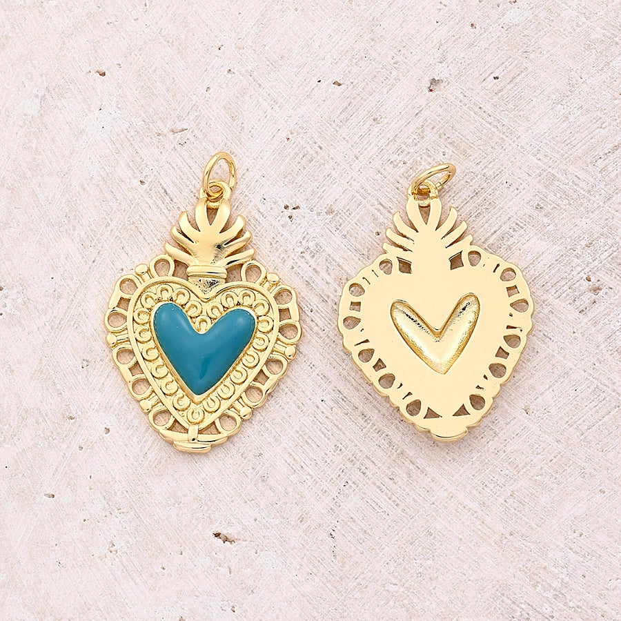 1 Pc/Package 18x12.5mm 18x6mm Hole 3~3.9mm Copper 18K Gold Plated Heart Shape Polished Pendant Jewelry Accessories