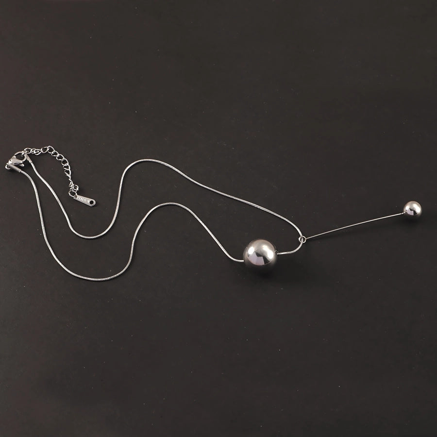 Jewelry Solid Color Round 304 Stainless Steel Pendant Necklace