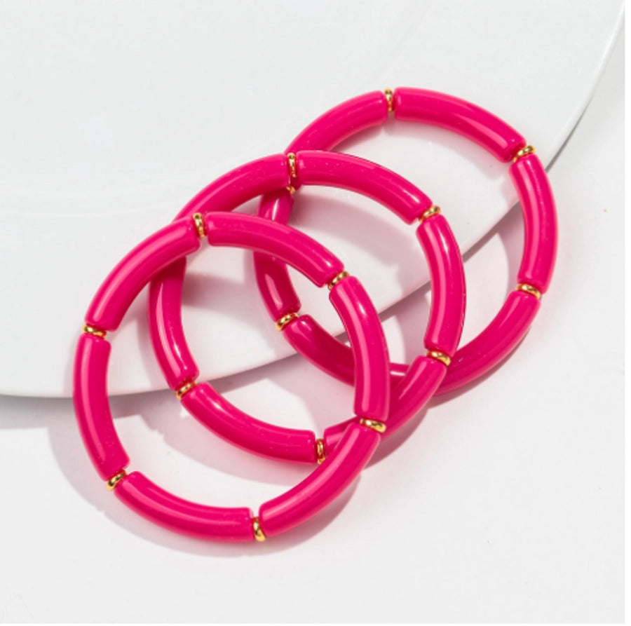 Simple Style Solid Color Arylic Copper Beaded Bracelets