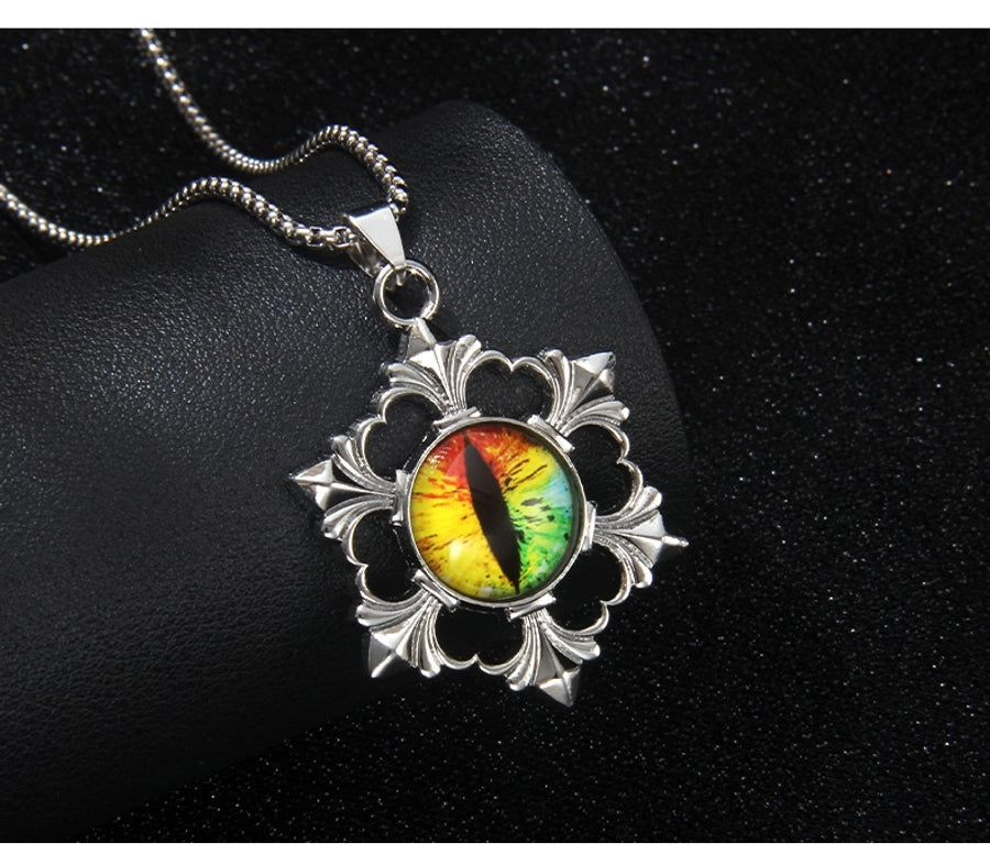 Hip-Hop Devil's Eye Snowflake 201 Stainless Steel Alloy Men's Pendant Necklace