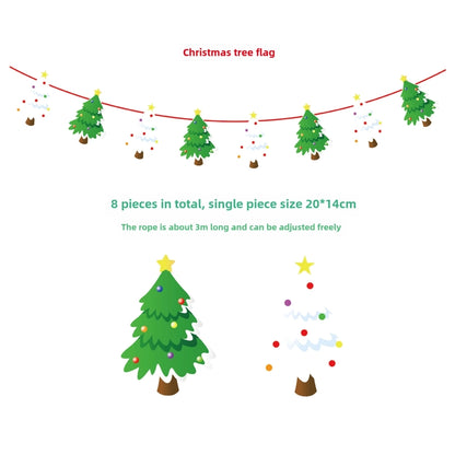 Christmas Paper Flag Christmas Window Hotel Scene Decoration Flag  Santa Claus Flag