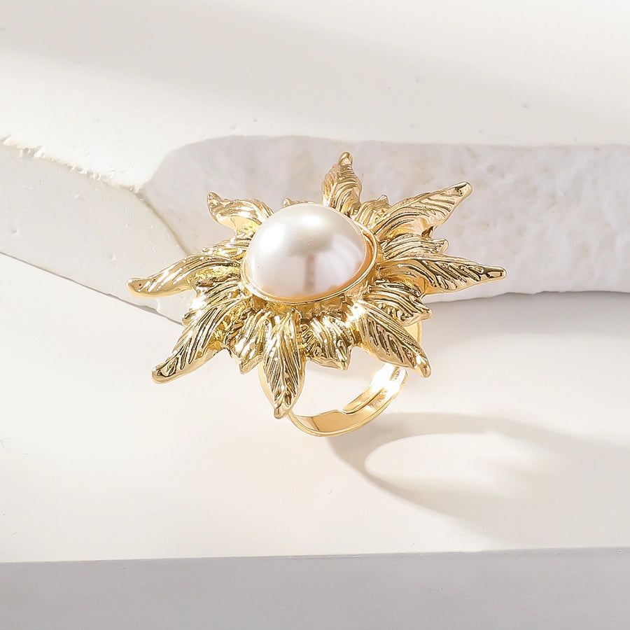 Elegant Classic Style Flower Alloy Women's Adjustable Ring Rings