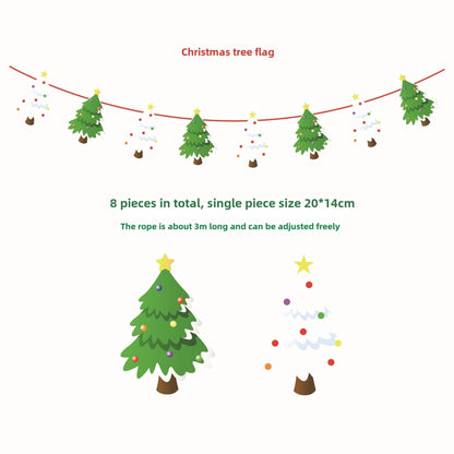 Christmas Paper Flag Christmas Window Hotel Scene Decoration Flag  Santa Claus Flag
