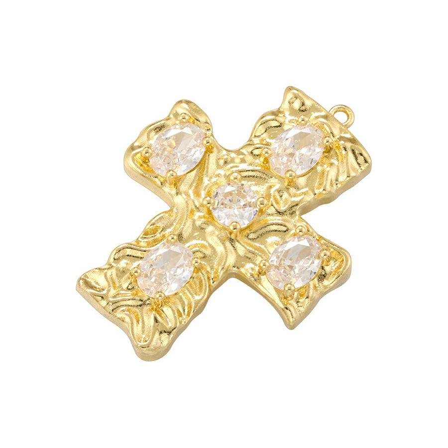 1 Piece Brass Zircon Cross Pendant