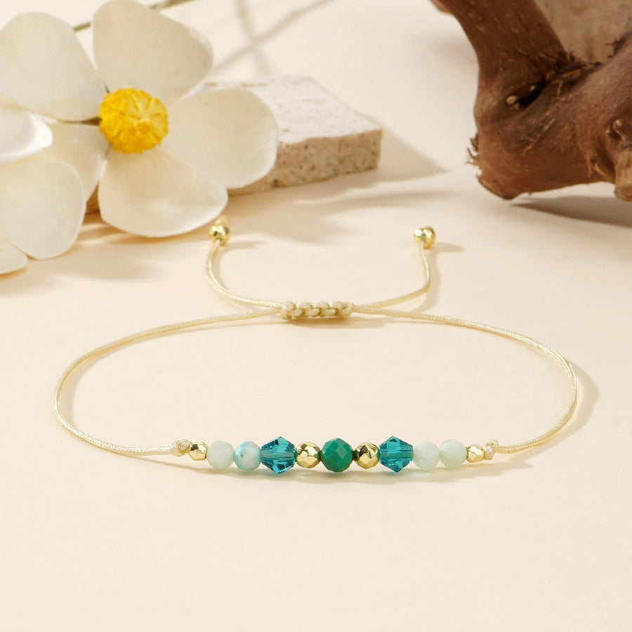 Casual Rhombus Semi-precious stone rope Woven Chain String Bracelets