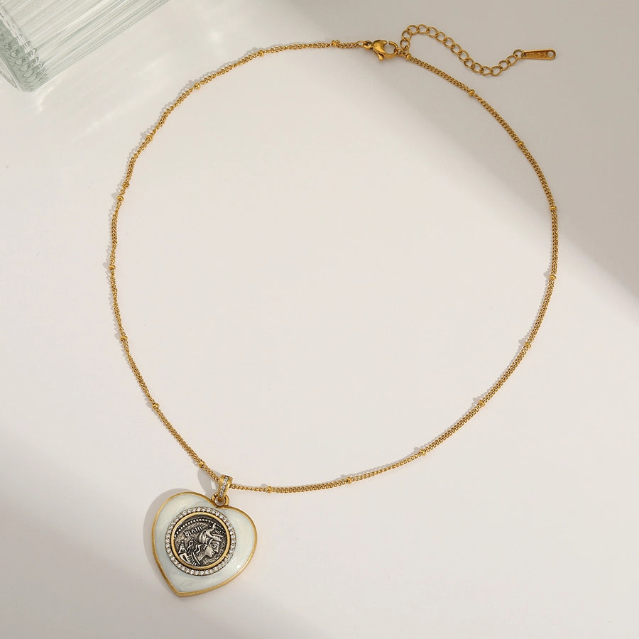 1 Piece Hole 1~1.9mm Copper 18K Gold Plated Heart Shape Polished Pendant Chain Jewelry Accessories