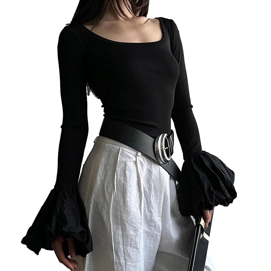 Women's T-shirt Long Sleeve T-Shirts Streetwear Solid Color