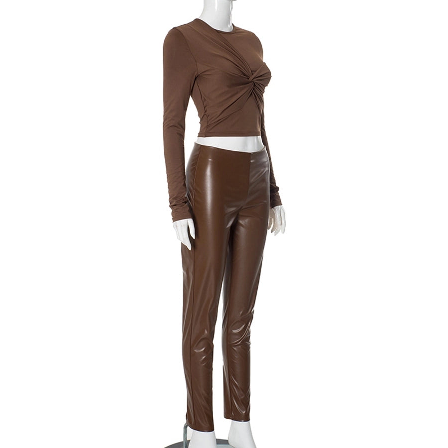 Daily Women's Streetwear Solid Color Spandex Polyester Pants Sets Pants Sets