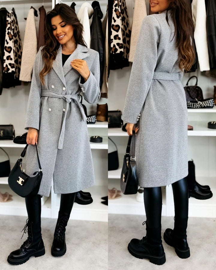 Women's Vacation Simple Style Solid Color Double Breasted Woolen Coat