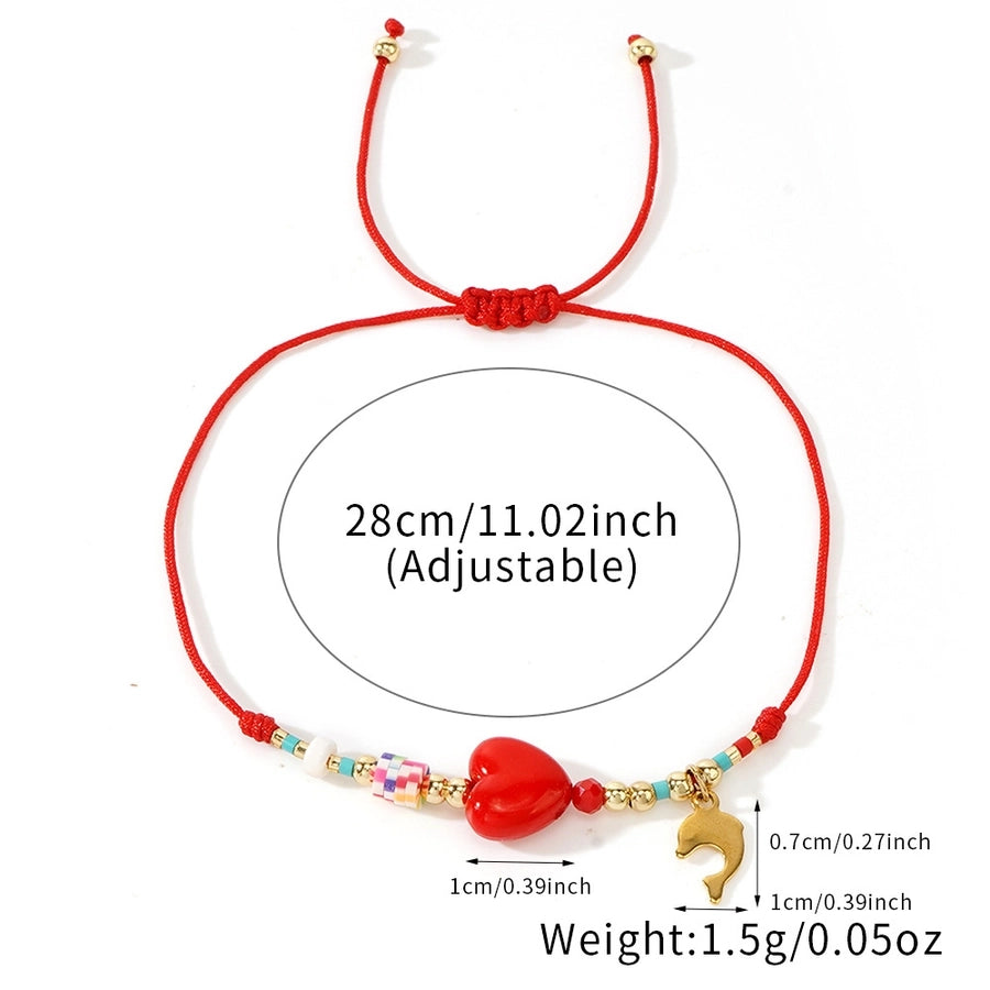 Casual Cross Palm Heart Shape 314 Stainless Steel Beaded rope Woven Chain String Bracelets