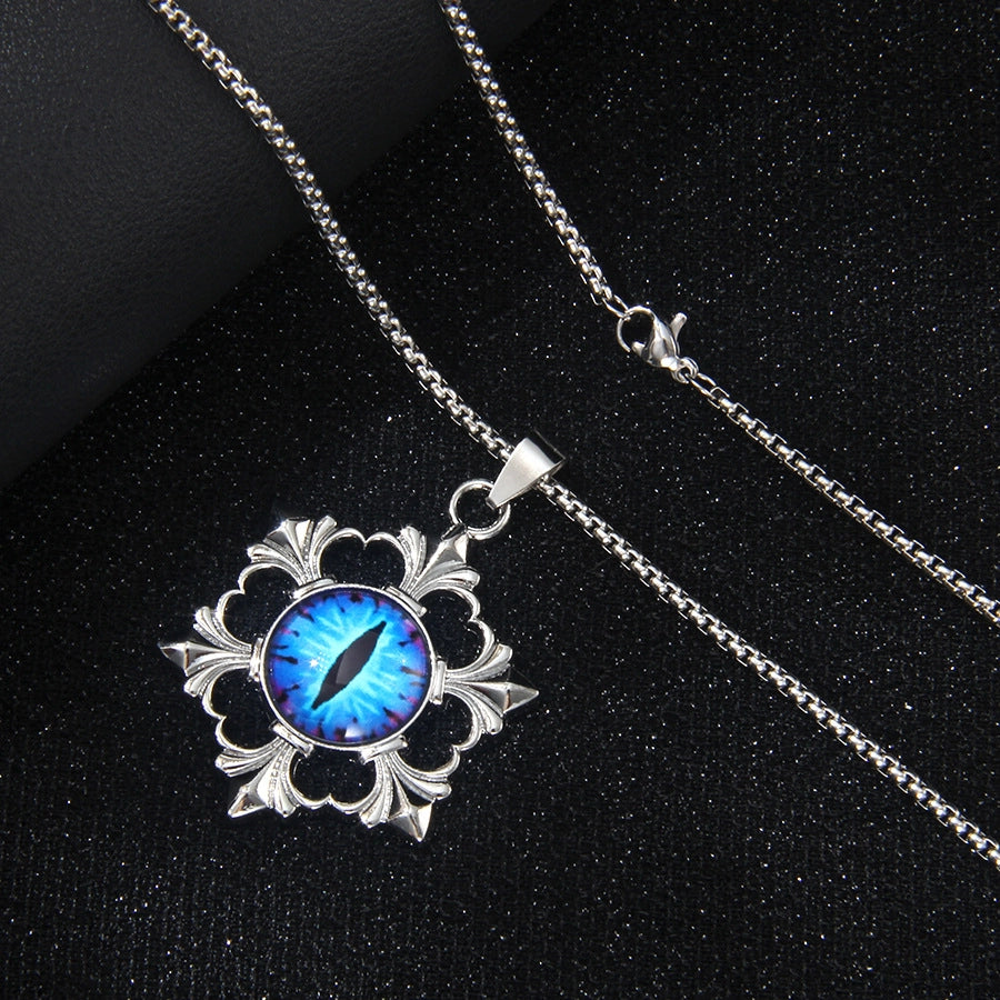Hip-Hop Devil's Eye Snowflake 201 Stainless Steel Alloy Men's Pendant Necklace