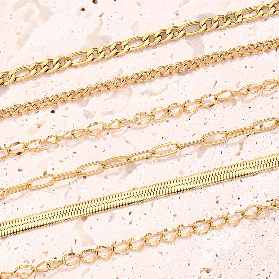 10 Strands/Package 304 Stainless Steel 18K Gold Plated cable chain snake chain figaro chain Polished Length: 170 50mm Length: 190 50mm Length:230+50mm Jewelry Accessories