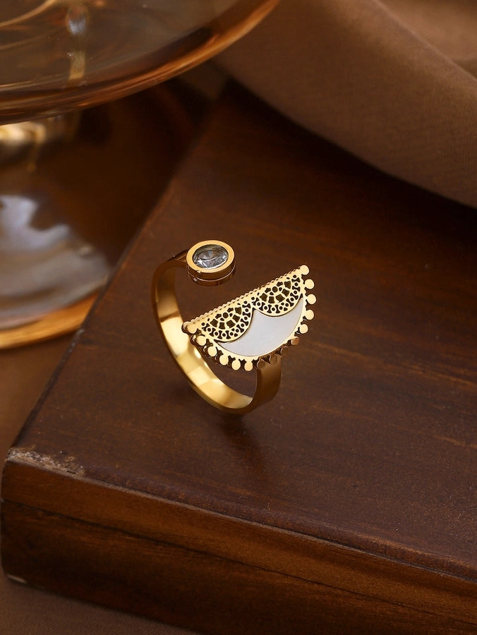 Jewelry Classical Exaggerated Simple Style Devil's Eye Oval Watermelon 316L Stainless Steel  Resin Adjustable Ring