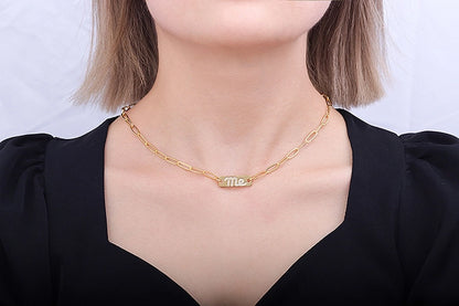 Jewelry Casual Classic Style Letter Copper Zircon Necklace