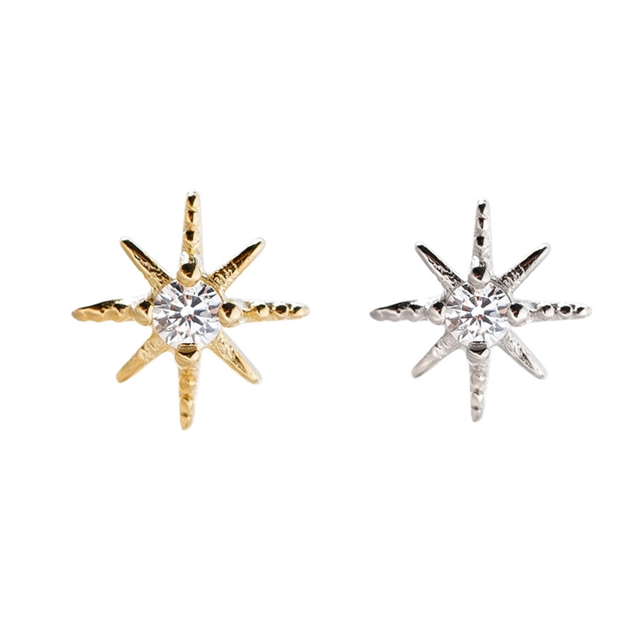 Ganjia  new s925 sterling silver Korean version of super flash exquisite eight mans star earrings star female super fairy jewelry