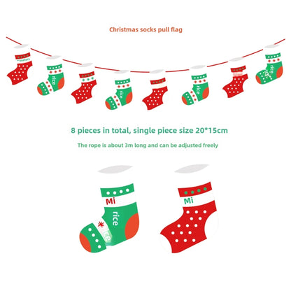 Christmas Paper Flag Christmas Window Hotel Scene Decoration Flag  Santa Claus Flag