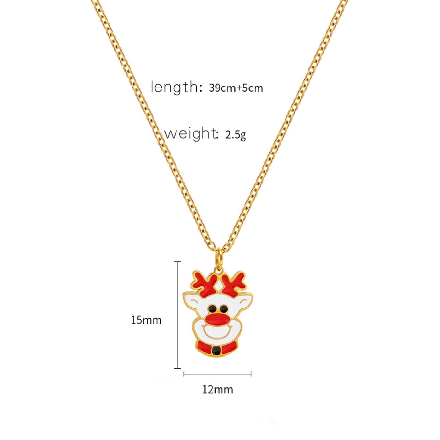 Jewelry Cute Christmas Hat Christmas Tree Christmas Socks Titanium Steel 18K Gold Plated Plating Pendant Necklace
