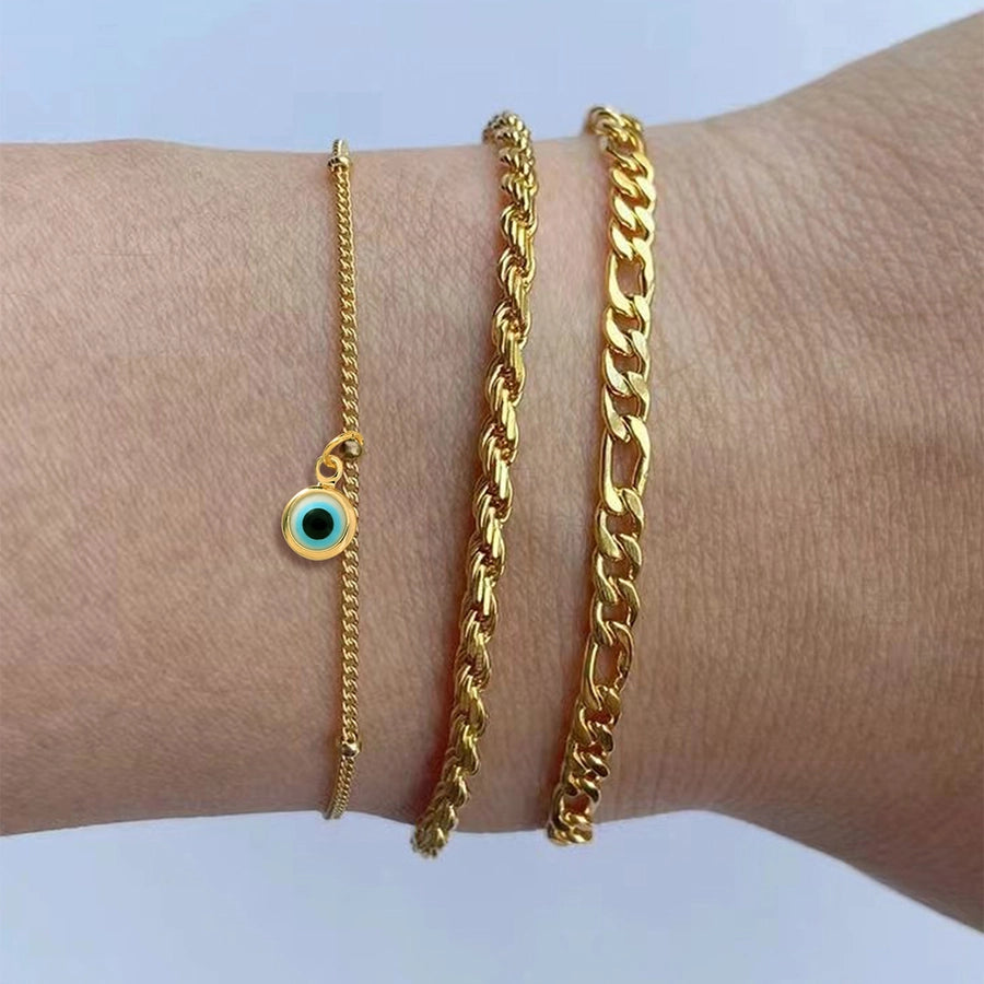 Copper Paperclip Chain snake chain figaro chain Inlay Solid Color Zircon Bracelets