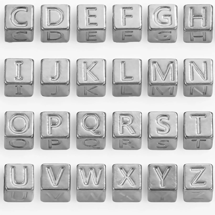 10 PCS/Package 7*7MM Hole 5~5.9mm Titanium Steel Gold Plated Letter Square Jewelry Accessories