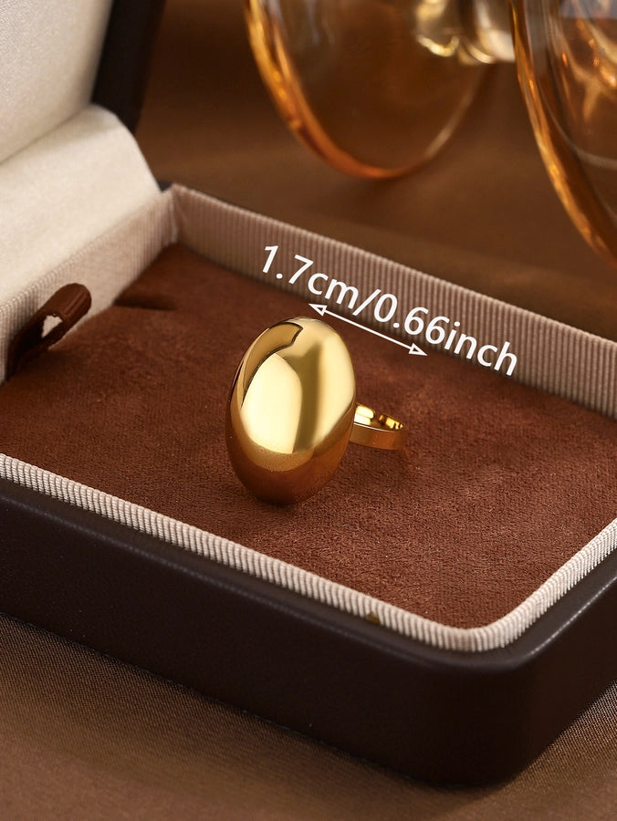 Jewelry Classical Exaggerated Simple Style Devil's Eye Oval Watermelon 316L Stainless Steel  Resin Adjustable Ring