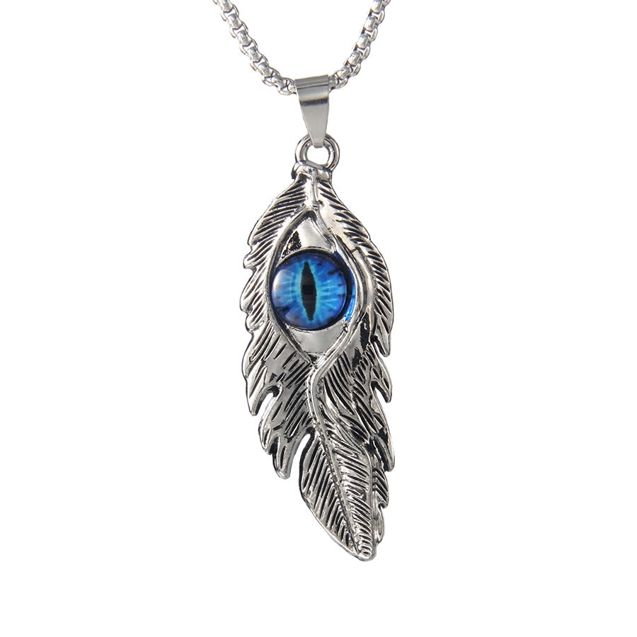 Hip-Hop Devil's Eye Feather 201 Stainless Steel Alloy Unisex Pendant Necklace