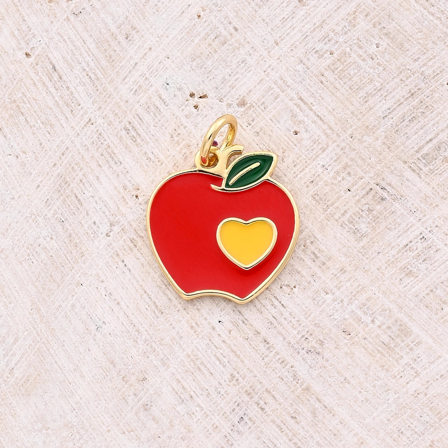 1 Pc/Package 11.5x10mm 12x9mm 13.5x11.5mm Hole 3~3.9mm Copper Zircon 18K Gold Plated Cherry Apple Strawberry Polished Pendant Jewelry Accessories