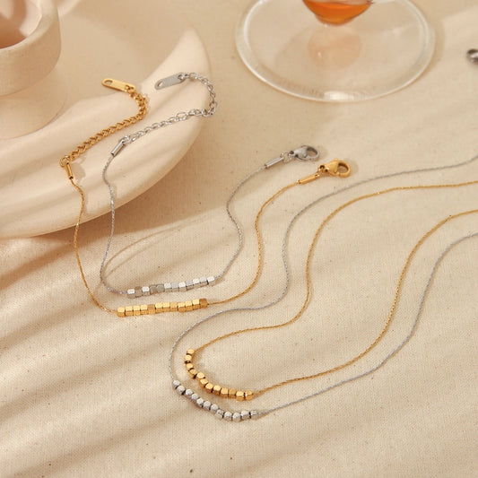 Jewelry Basic Commute Solid Color 304 Stainless Steel 18K Gold Plated Jewelry Set