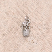 Zircon Milk Tea Pendant (White Gold Color) [13x6.5mm (Aperture: 3mm)]
