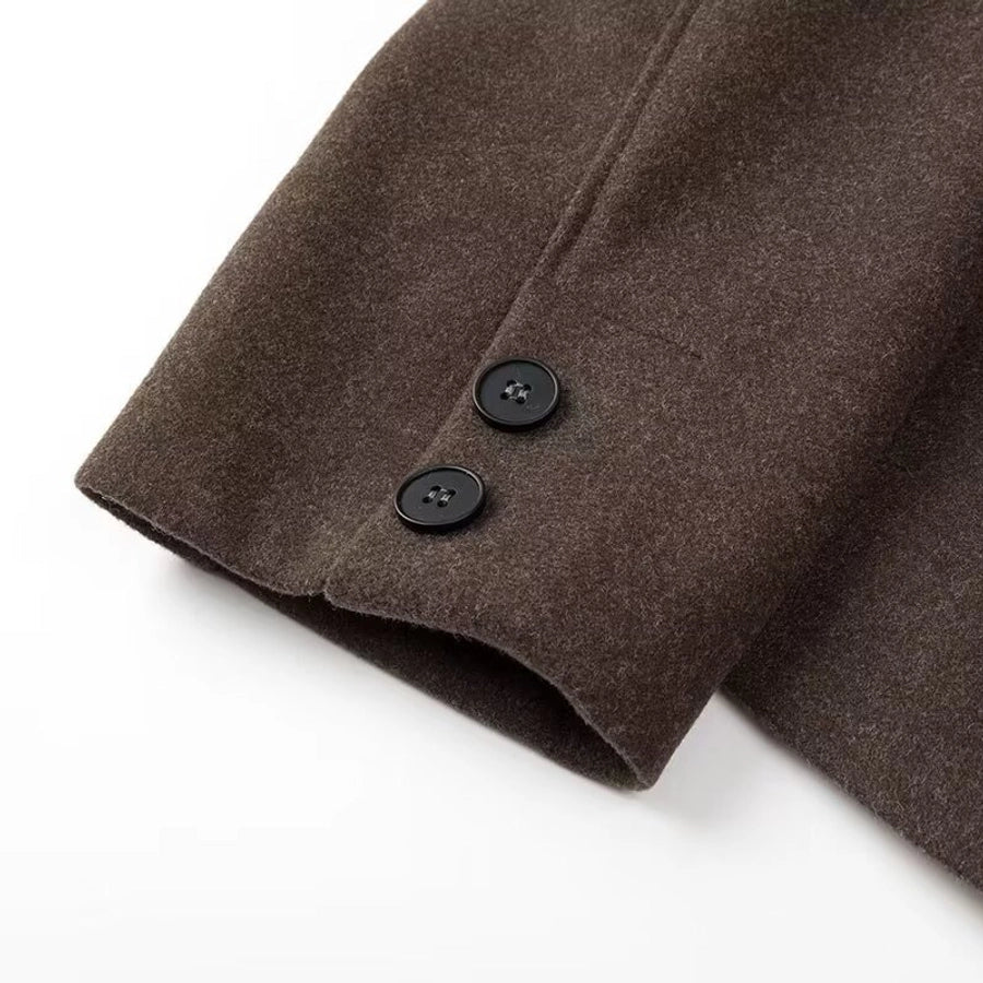 Women's Preppy Style Solid Color Single Breasted Coat Woolen Coat