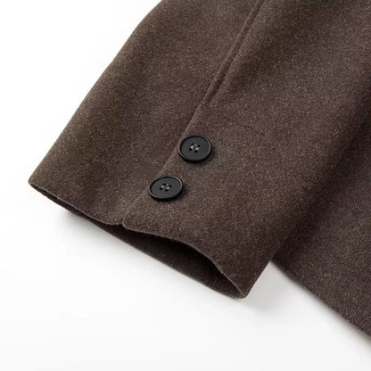 Women's Preppy Style Solid Color Single Breasted Coat Woolen Coat