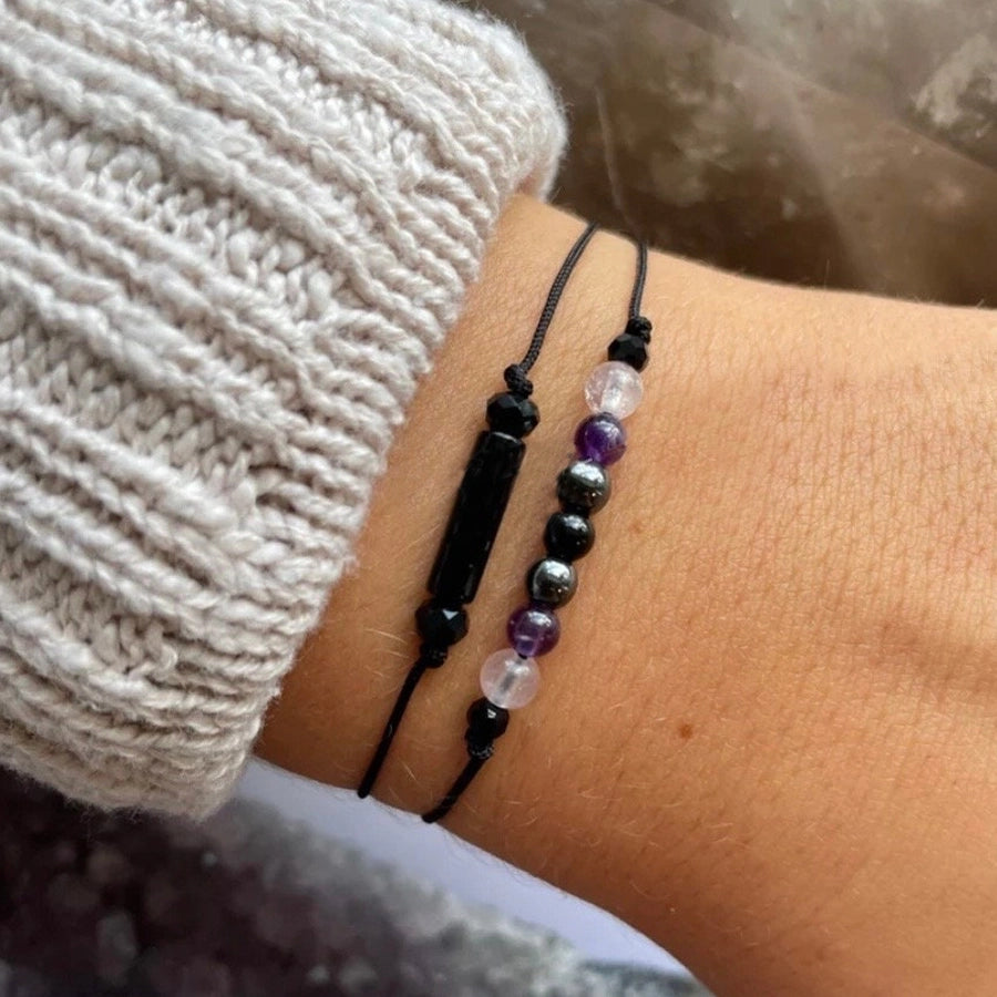 Casual Geometric Semi-precious stone rope Iron Gall Stone Woven Chain String Bracelets