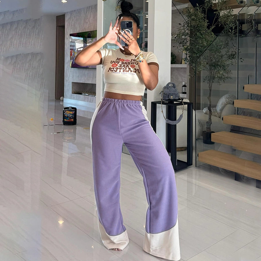 Women's Daily Streetwear Color Block Full Length Casual Pants