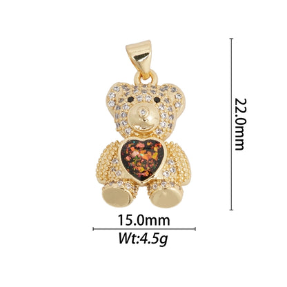 1 Piece Copper Zircon Hexagon Bear Planet Pendant