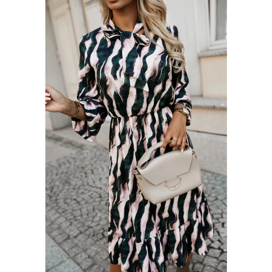 Women's Sheath Dress Streetwear Round Neck Long Sleeve Zebra Midi Dress Daily