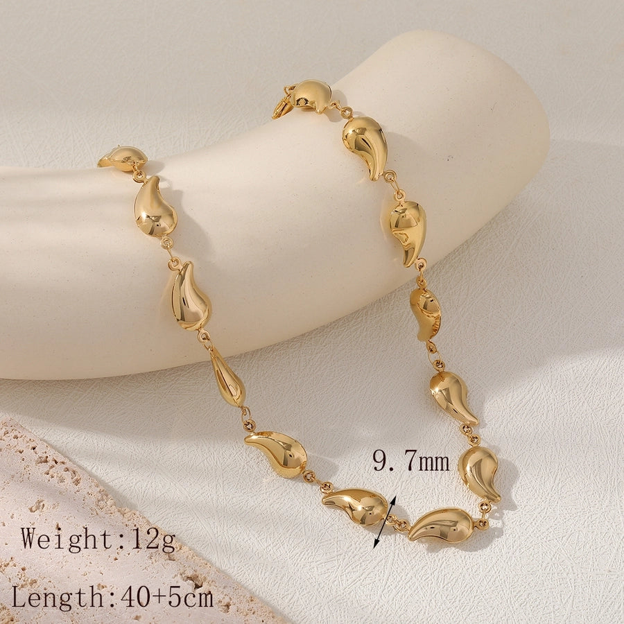 Jewelry Commute Water Droplets 304 Stainless Steel 18K Gold Plated Jewelry Set