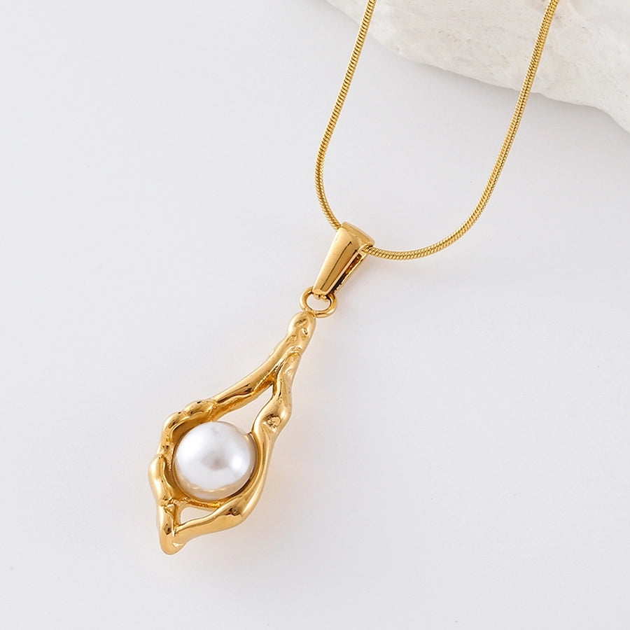 Jewelry Casual Elegant Classic Style Oval Water Droplets 304 Stainless Steel Pendant Necklace