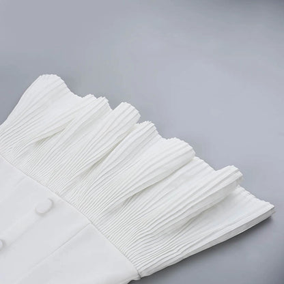 Women's White Dress Elegant Sexy Strapless Backless Sleeveless Solid Color Above Knee Holiday