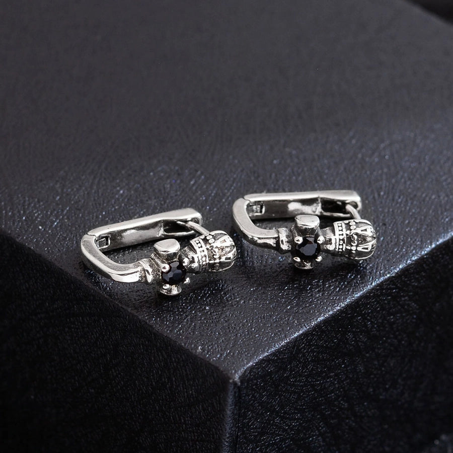 1 Pair Hip-Hop Crown Copper Zircon Earrings