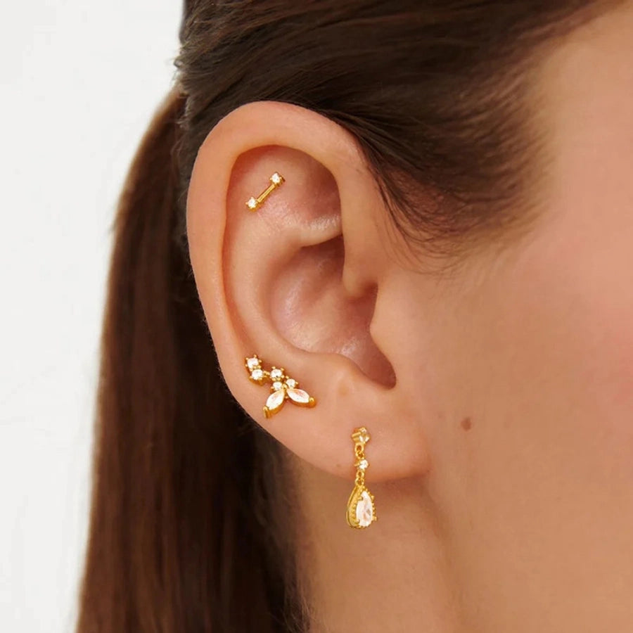 1 Pair Casual Elegant Geometric Copper Zircon Drop Earrings Ear Studs