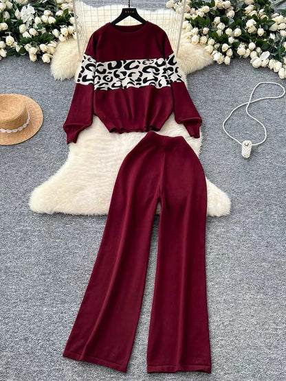 Daily Women's Casual Leopard Polyester Pants Sets Pants Sets