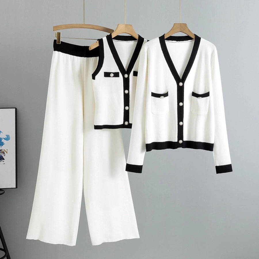 Holiday Daily Women's Vacation Simple Style Solid Color Polyester Pants Sets Pants Sets