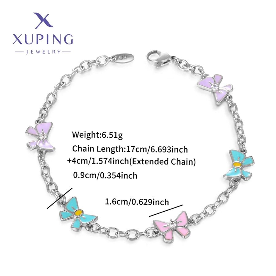Jewelry Cute Sweet Bow Knot Copper Platinum Plated Enamel Plating Bracelets