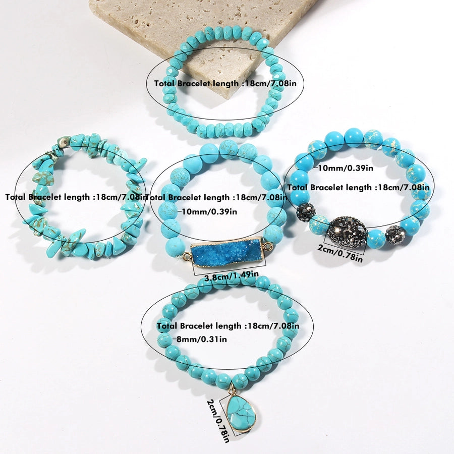 Vintage Style Bohemian Geometric natural stone Glass Beaded Chain Bracelets In Bulk Natural Stone Bracelet