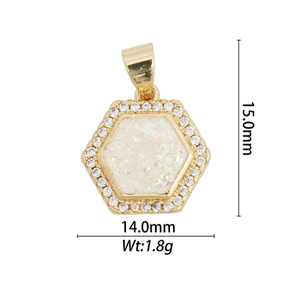 1 Piece Copper Zircon Hexagon Bear Planet Pendant