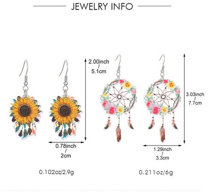 1 Pair Lady Pastoral Flower Arylic Drop Earrings